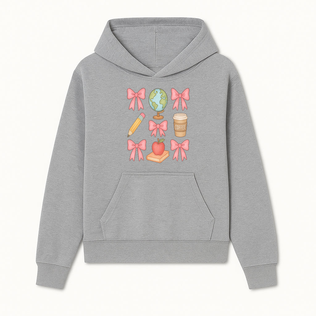 Colorful School and Coffee Themed Stickers Set with Bows, Apple, Globe, Pencil, and Books - Cute Teacher Gifts - Hoodie 1758093392925.jpg
