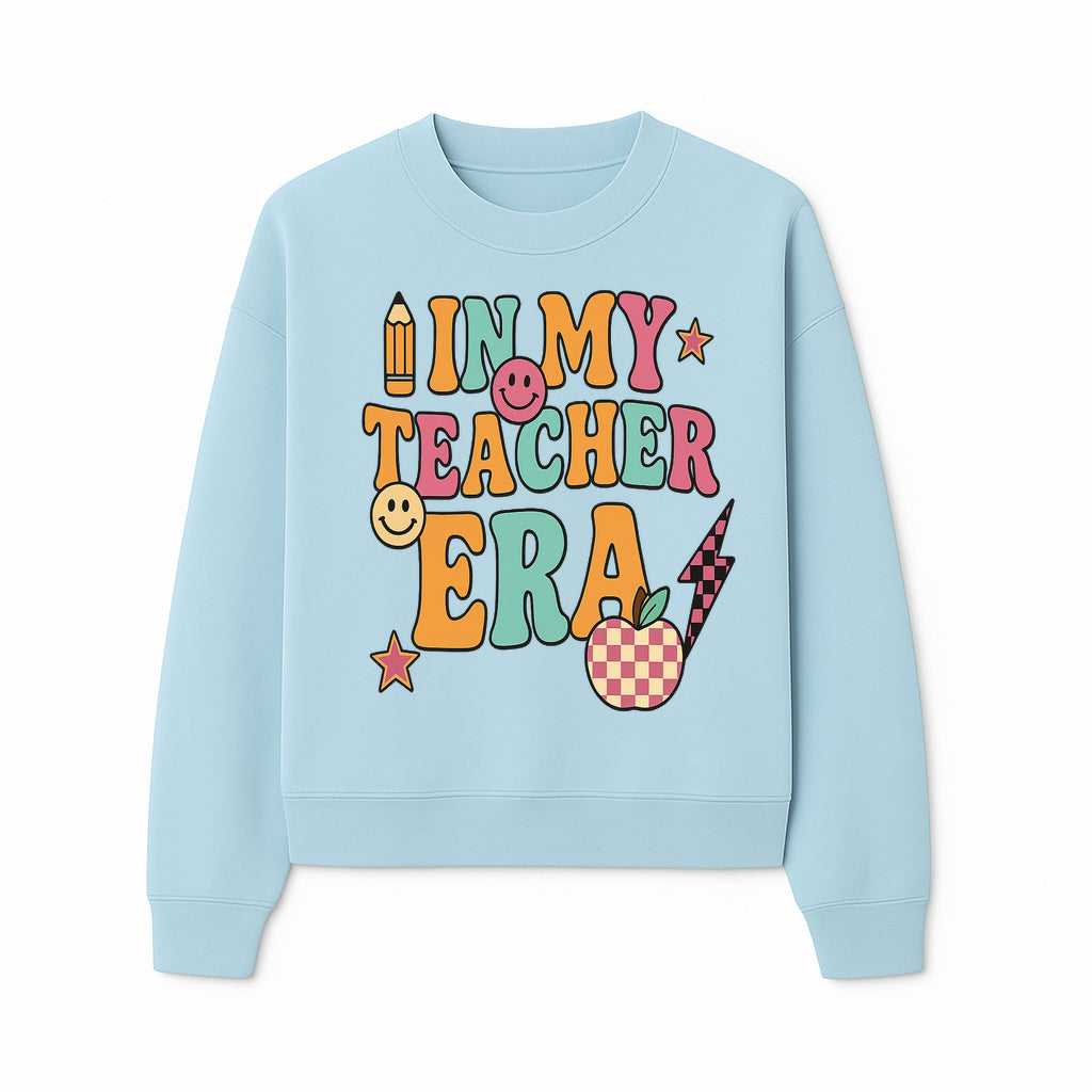 In My Teacher Era Graphic Tee - Retro Style with Happy Faces and School Elements, Perfect for Educators - Sweatshirt 1758093392936.jpg