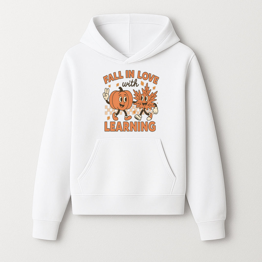 Fall in Love with Learning: Cute Pumpkin & Leaf Character Autumn School Decor - Hoodie 1758093393047.jpg
