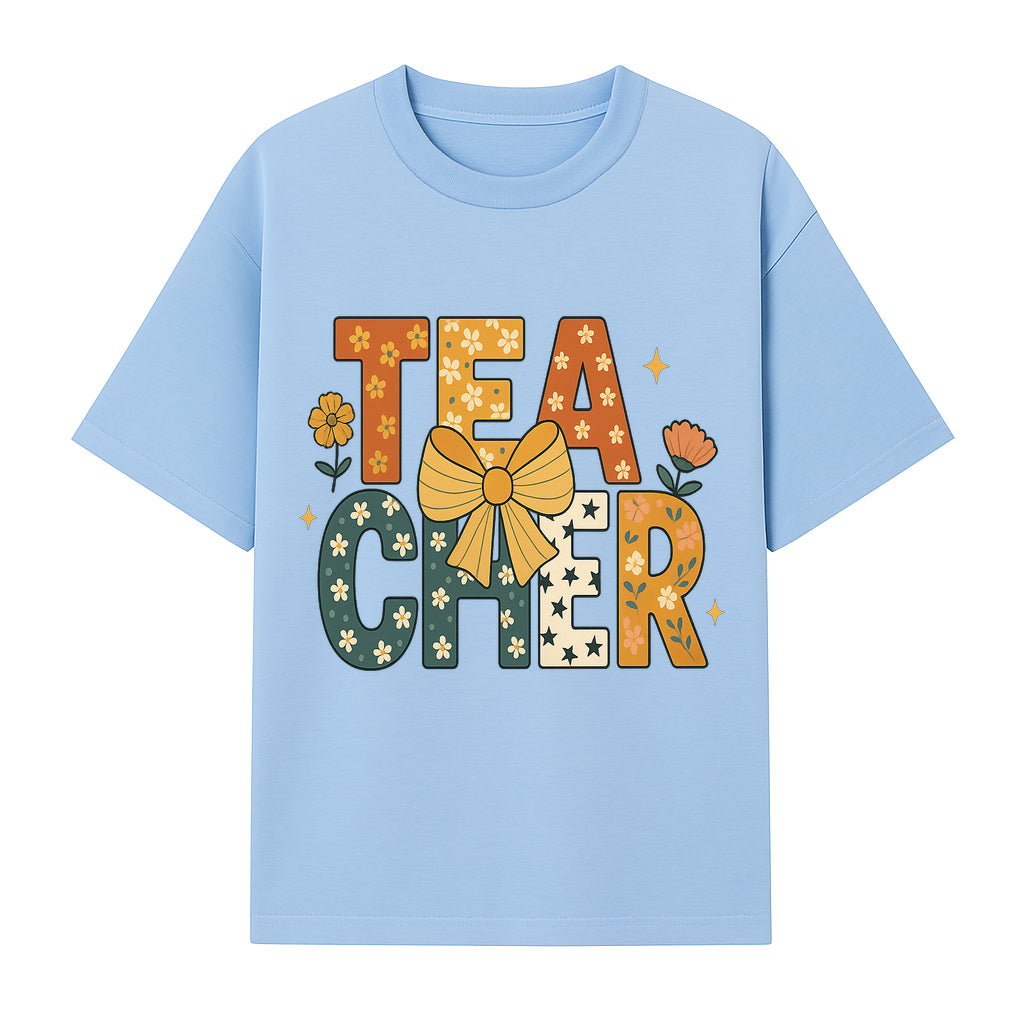 Floral Teacher Appreciation Art Print with Ribbon - Cute Gifts for Educators and Classroom Decor - T-shirt 1758093393075.jpg