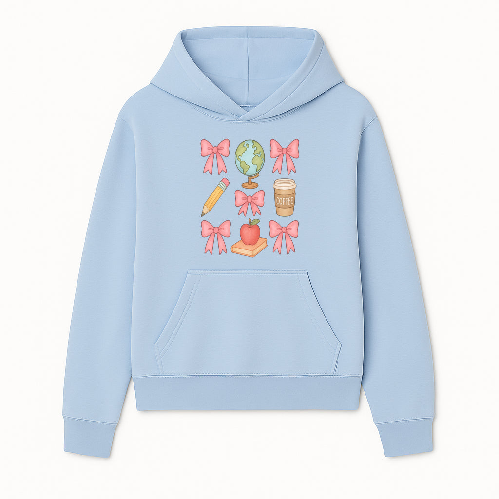 Colorful School and Coffee Themed Stickers Set with Bows, Apple, Globe, Pencil, and Books - Cute Teacher Gifts - Hoodie 1758093393103.jpg
