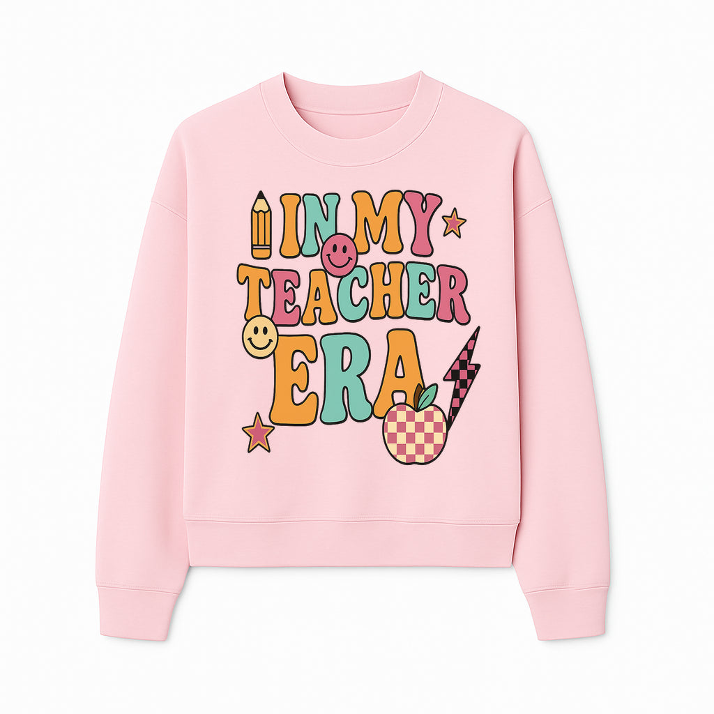 In My Teacher Era Graphic Tee - Retro Style with Happy Faces and School Elements, Perfect for Educators - Sweatshirt 1758093393123.jpg