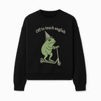 Funny Frog Scooting Off to Teach English T-Shirt, Cute Teacher Gift, Humorous Classroom Apparel, Whimsical Design for ESL Educators - Sweatshirt 1758093393160.jpg