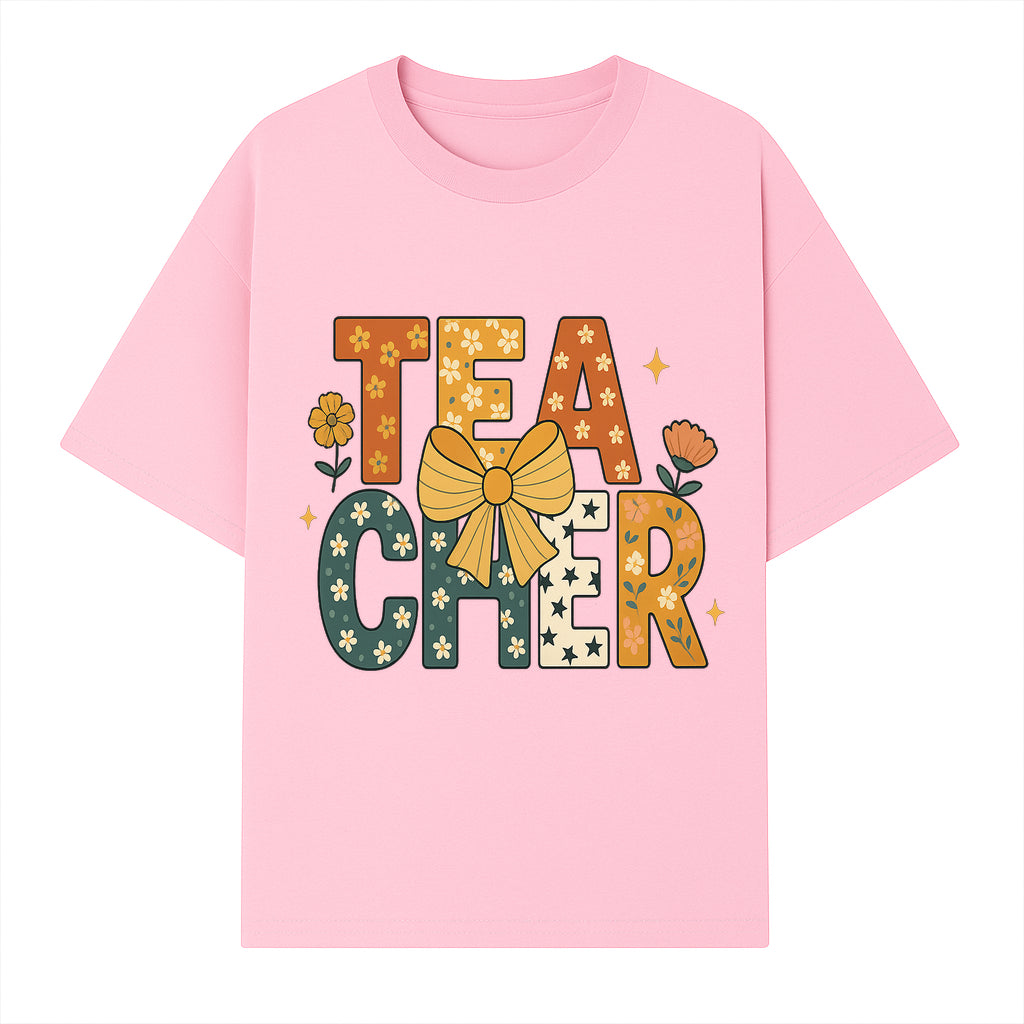 Floral Teacher Appreciation Art Print with Ribbon - Cute Gifts for Educators and Classroom Decor - T-shirt 1758093393225.jpg