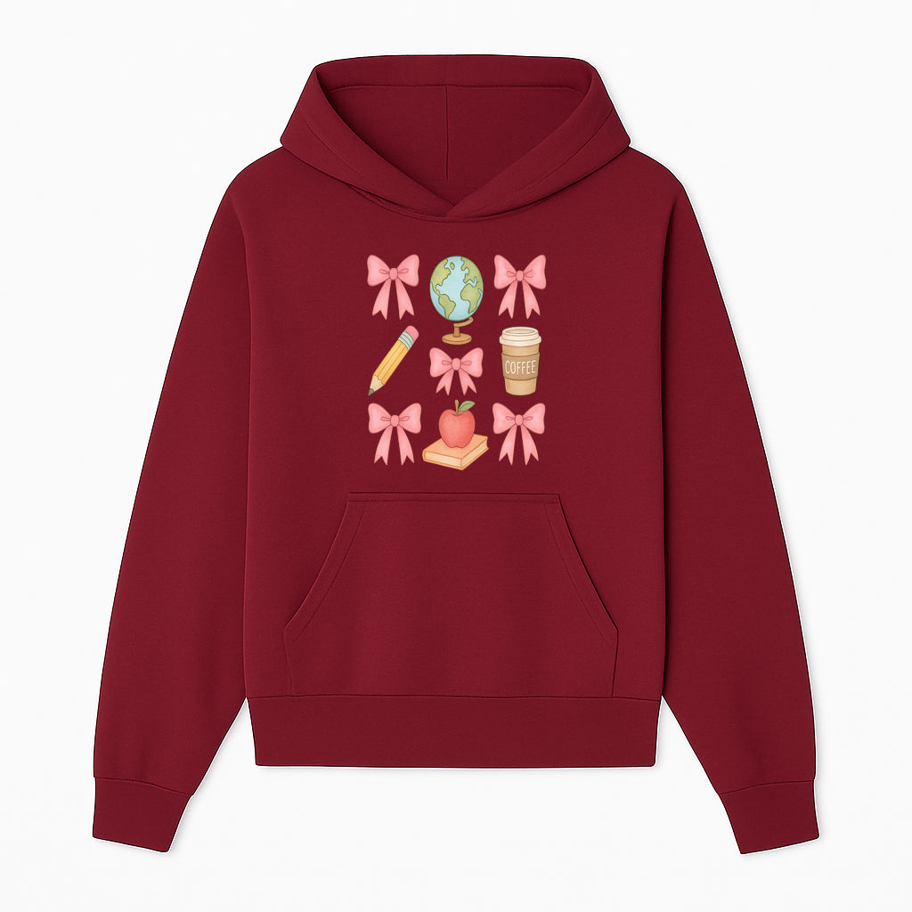 Colorful School and Coffee Themed Stickers Set with Bows, Apple, Globe, Pencil, and Books - Cute Teacher Gifts - Hoodie 1758093393416.jpg