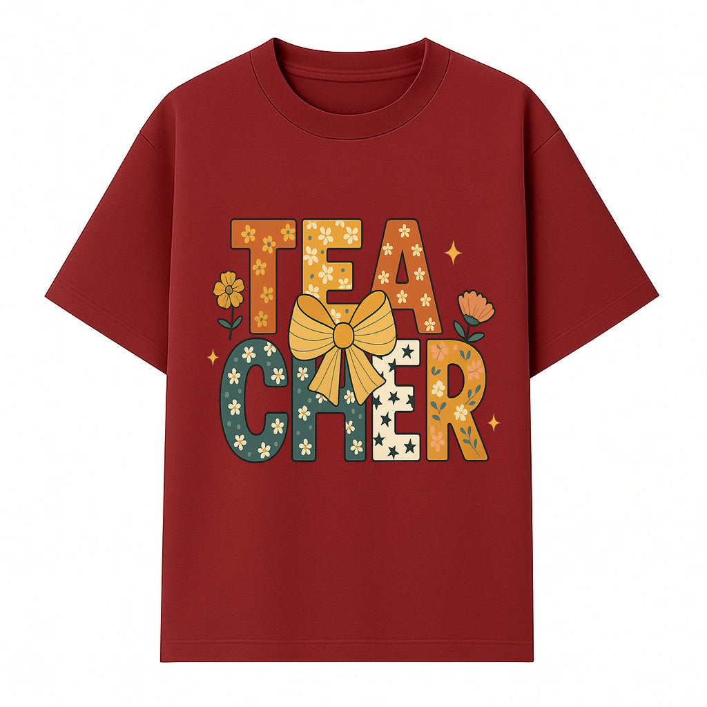 Floral Teacher Appreciation Art Print with Ribbon - Cute Gifts for Educators and Classroom Decor - T-shirt 1758093393479.jpg