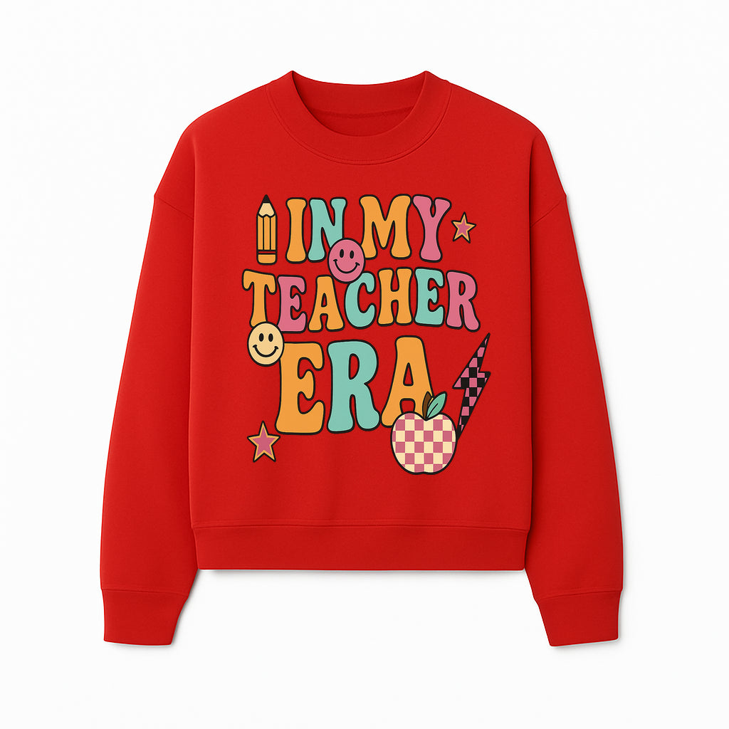 In My Teacher Era Graphic Tee - Retro Style with Happy Faces and School Elements, Perfect for Educators - Sweatshirt 1758093393583.jpg