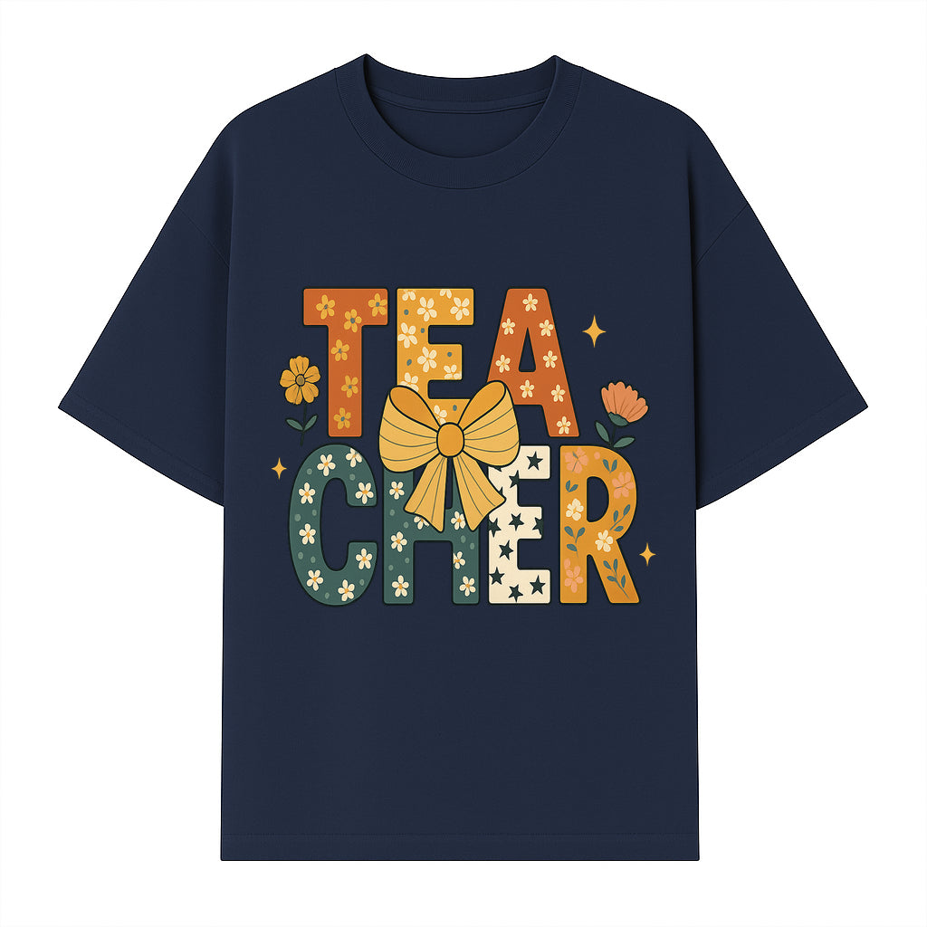 Floral Teacher Appreciation Art Print with Ribbon - Cute Gifts for Educators and Classroom Decor - T-shirt 1758093393606.jpg