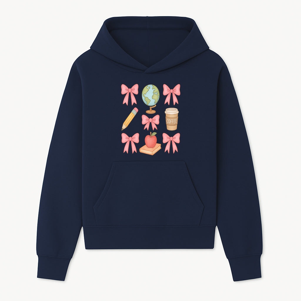 Colorful School and Coffee Themed Stickers Set with Bows, Apple, Globe, Pencil, and Books - Cute Teacher Gifts - Hoodie 1758093393618.jpg