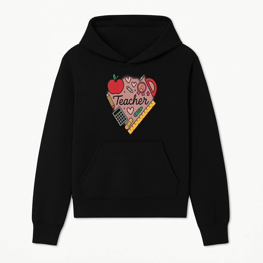 Teacher Appreciation Heart Design T-Shirt | Cute Apple, Supplies & Hearts | Perfect Gift for Educators - Hoodie 1758093393686.jpg