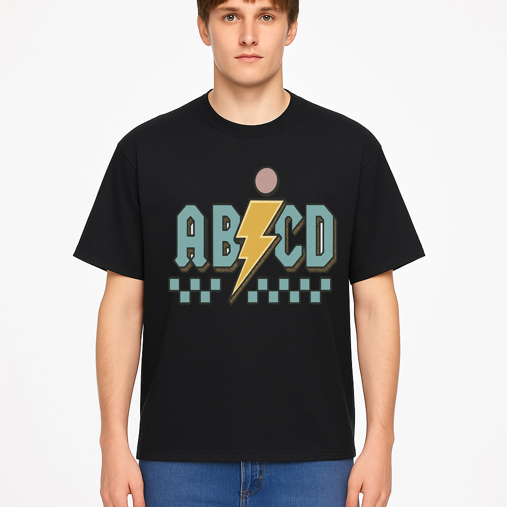 Colorful ABCD Lightning Bolt Graphic Tee for Kids - Fun, Educational, and Stylish Clothing - T-shirt 1758093393692.jpg