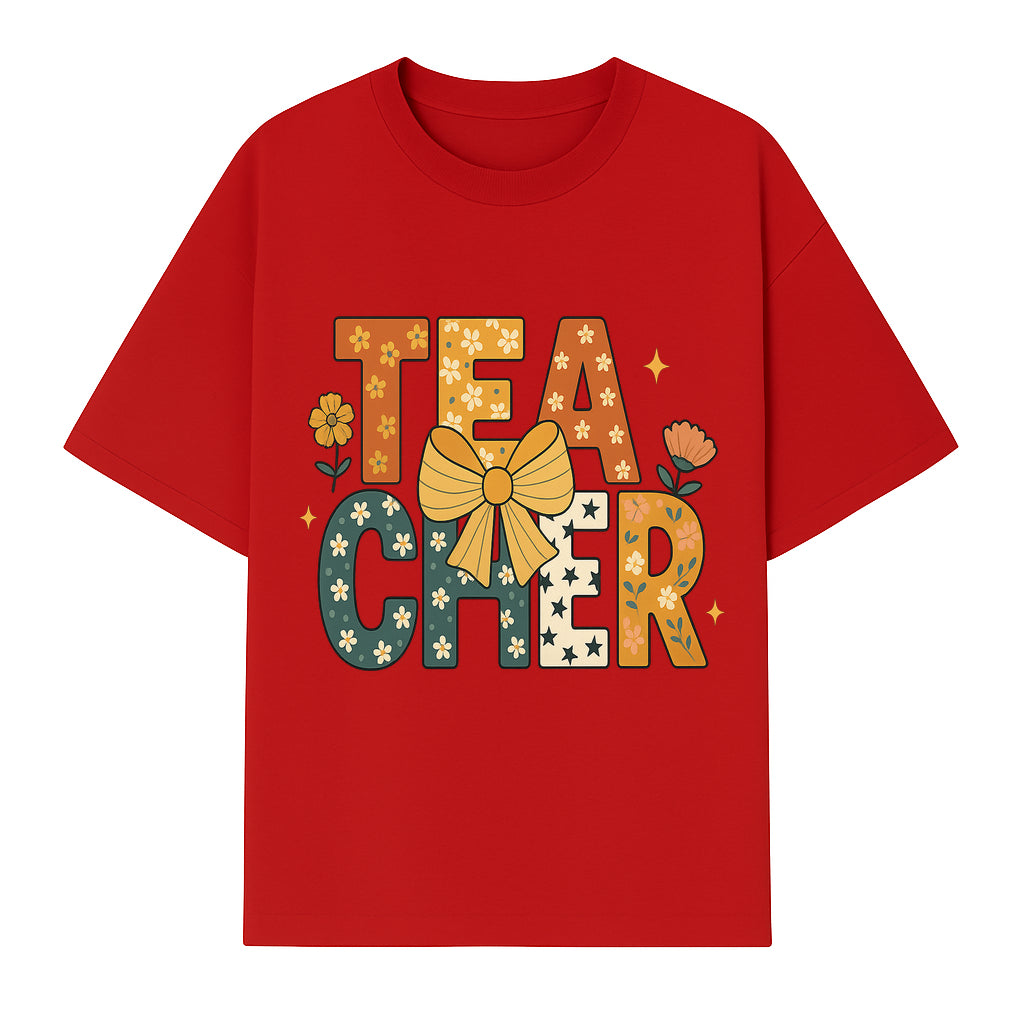 Floral Teacher Appreciation Art Print with Ribbon - Cute Gifts for Educators and Classroom Decor - T-shirt 1758093393765.jpg