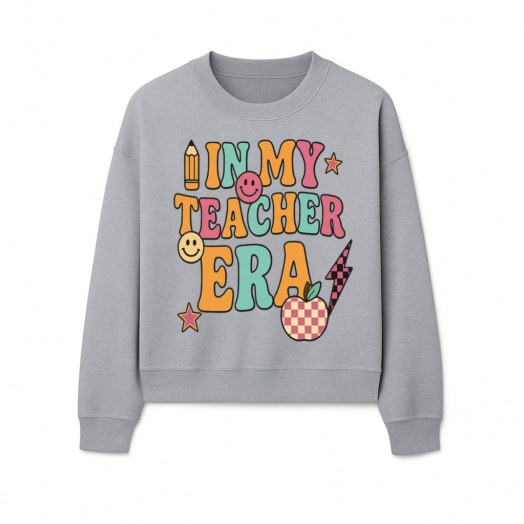 In My Teacher Era Graphic Tee - Retro Style with Happy Faces and School Elements, Perfect for Educators - Sweatshirt 1758093393777.jpg