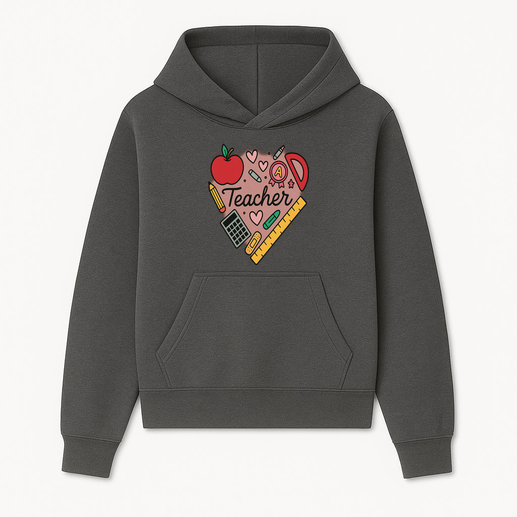Teacher Appreciation Heart Design T-Shirt | Cute Apple, Supplies & Hearts | Perfect Gift for Educators - Hoodie 1758093393848.jpg