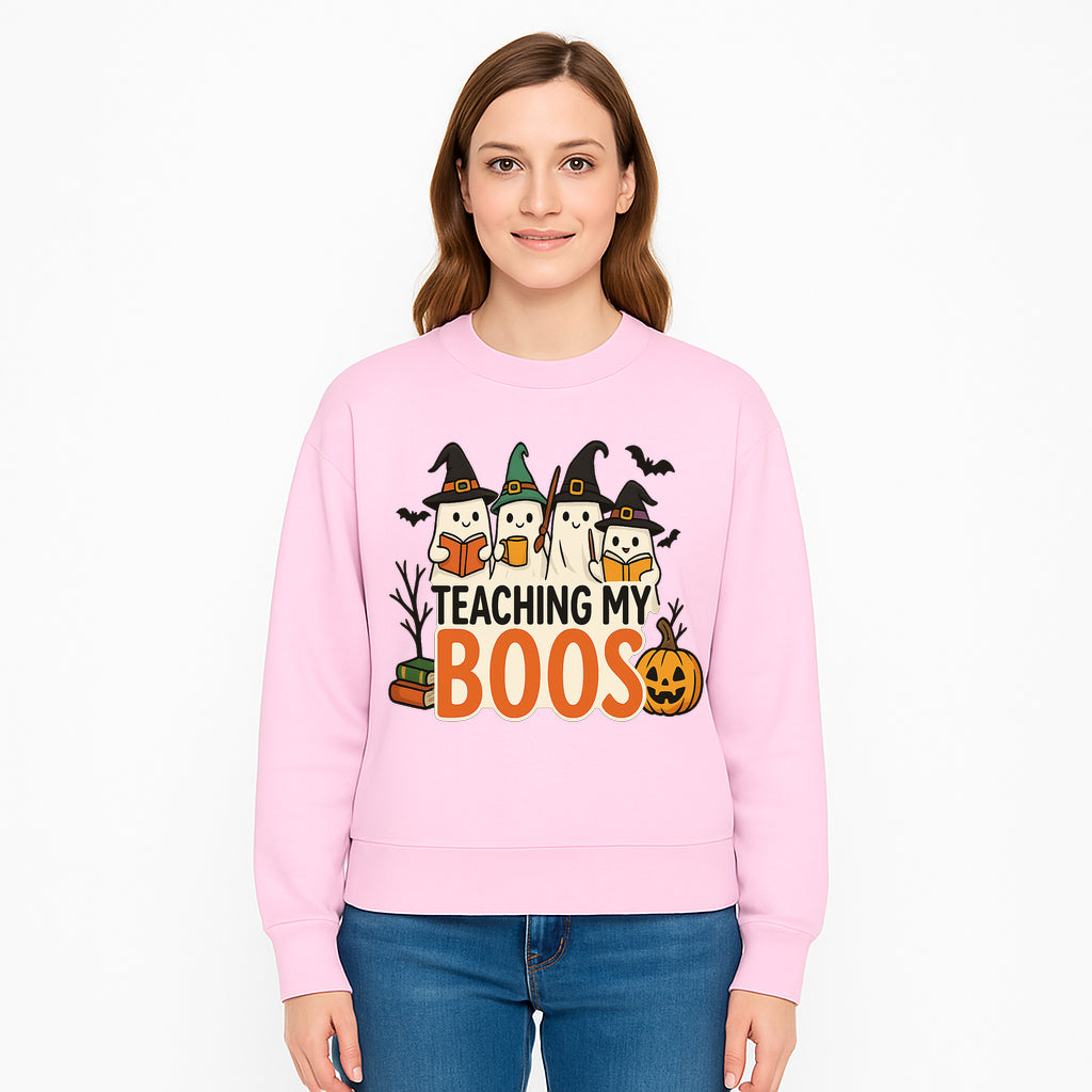 Teaching My Boos Halloween Ghosts Graphic Tee, Cute Witch Ghosts, Spooky Fun, Fall Apparel for Kids and Adults - Sweatshirt 1758093394074.jpg