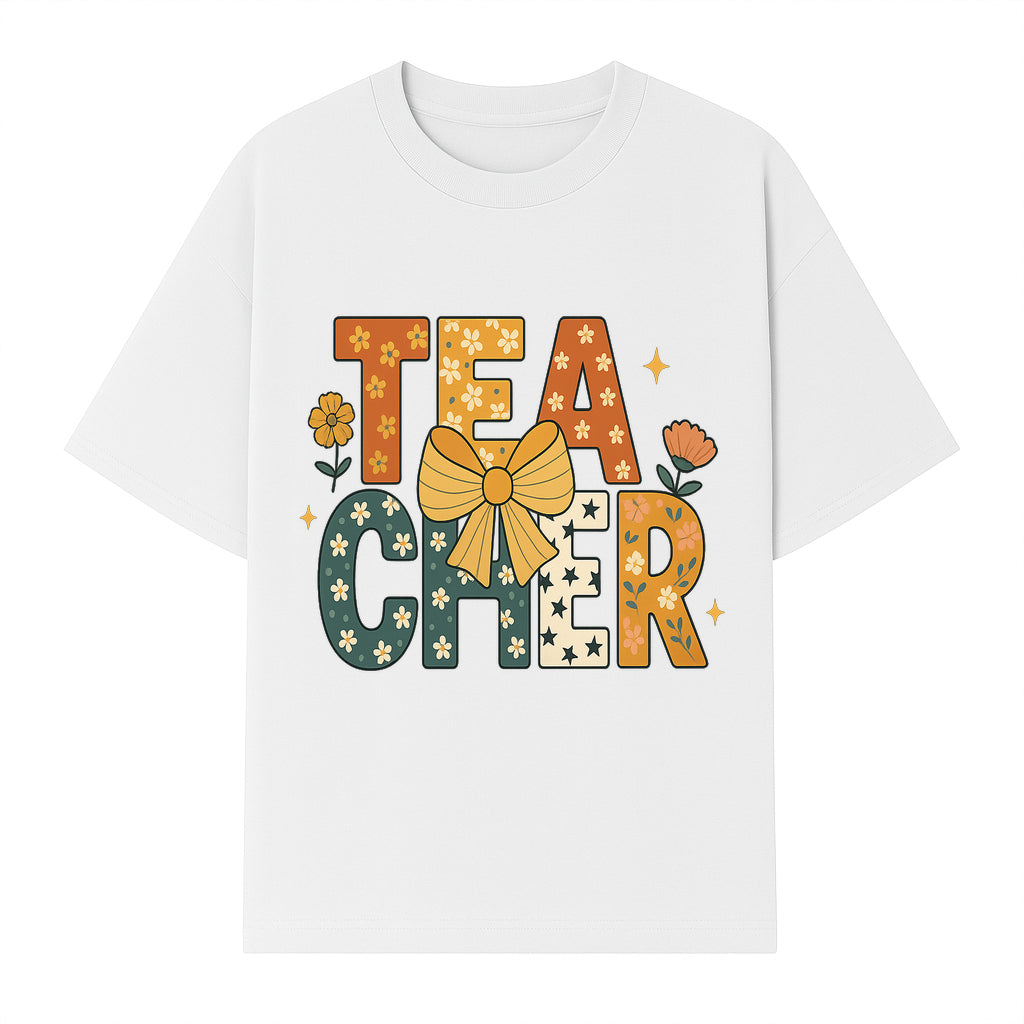 Floral Teacher Appreciation Art Print with Ribbon - Cute Gifts for Educators and Classroom Decor - T-shirt 1758093394076.jpg