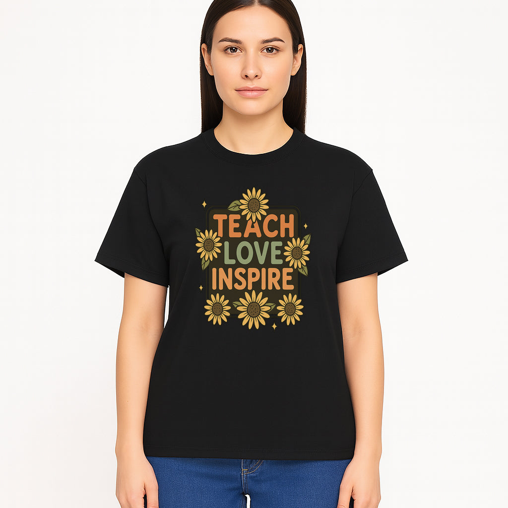 Teach Love Inspire Wall Art with Sunflowers - Motivational Home Decor for Teachers and Educators, Positive Vibes Decor - T-shirt 1758093394270.jpg