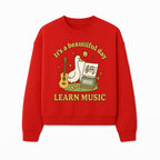 Music Learning Duck T-Shirt, Cute Guitar Design, It's a Beautiful Day, Fun Music Education Apparel for Kids and Adults - Sweatshirt 1758093394315.jpg