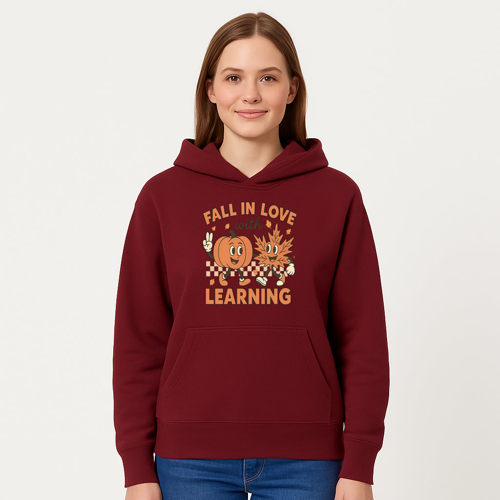 Fall in Love with Learning: Cute Pumpkin & Leaf Character Autumn School Decor - Hoodie 1758093394342.jpg