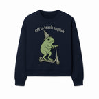 Funny Frog Scooting Off to Teach English T-Shirt, Cute Teacher Gift, Humorous Classroom Apparel, Whimsical Design for ESL Educators - Sweatshirt 1758093394420.jpg