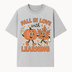 Fall in Love with Learning: Cute Pumpkin & Leaf Character Autumn School Decor - T-shirt 1758093394520.jpg