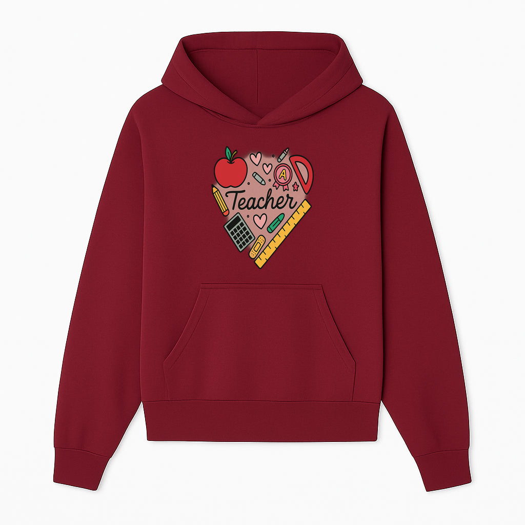 Teacher Appreciation Heart Design T-Shirt | Cute Apple, Supplies & Hearts | Perfect Gift for Educators - Hoodie 1758093394744.jpg