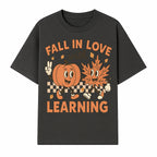 Fall in Love with Learning: Cute Pumpkin & Leaf Character Autumn School Decor - T-shirt 1758093394870.jpg