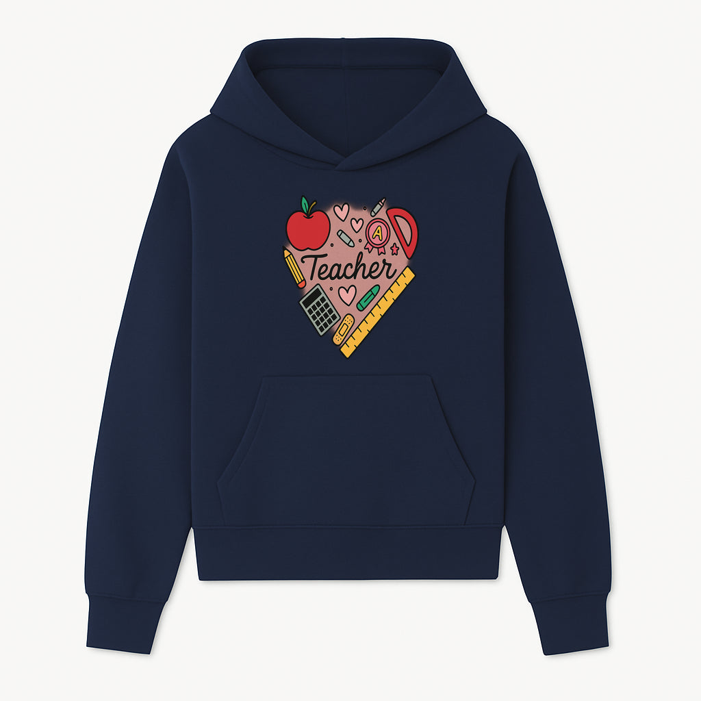 Teacher Appreciation Heart Design T-Shirt | Cute Apple, Supplies & Hearts | Perfect Gift for Educators - Hoodie 1758093394882.jpg