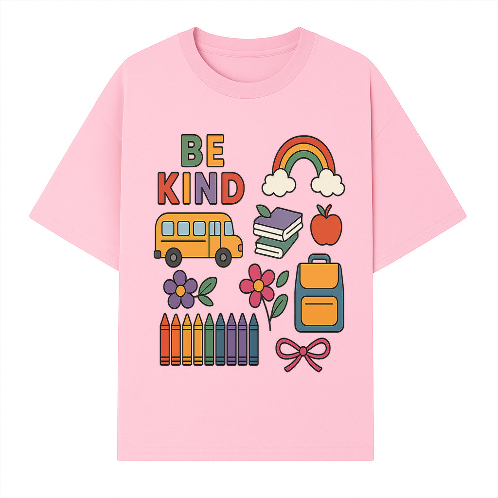Be Kind School Decor - Colorful Bus, Books, Apple, Rainbow & Flowers - Cute Classroom Wall Art for Kids and Teachers - T-shirt 1758093394958.jpg