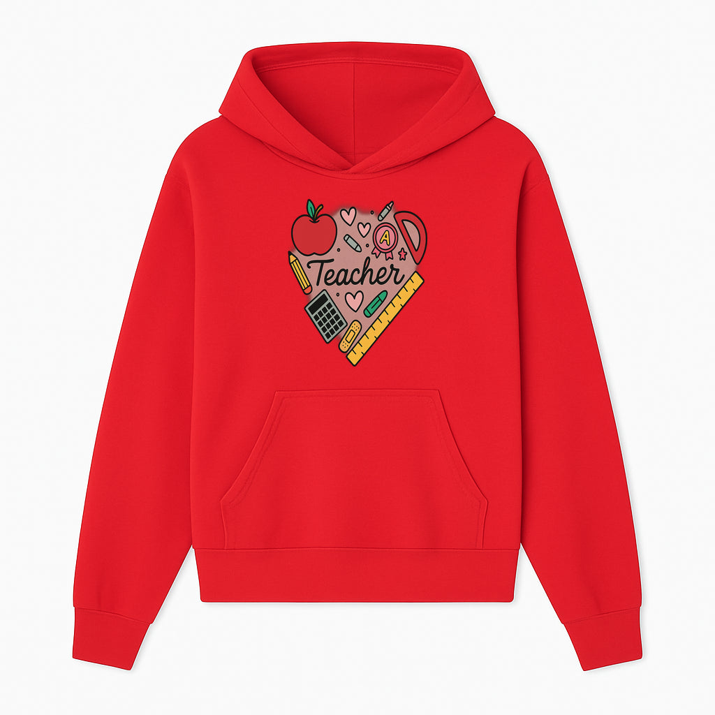 Teacher Appreciation Heart Design T-Shirt | Cute Apple, Supplies & Hearts | Perfect Gift for Educators - Hoodie 1758093395080.jpg