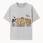 Cute Farm Animal Art Print - Cows with Books, Flower, and Butterfly - Whimsical Home Decor for Animal Lovers and Kids' Rooms - T-shirt 1758093395111.jpg