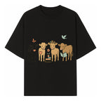 Cute Farm Animal Art Print - Cows with Books, Flower, and Butterfly - Whimsical Home Decor for Animal Lovers and Kids' Rooms - T-shirt 1758093395348.jpg