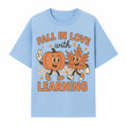 Fall in Love with Learning: Cute Pumpkin & Leaf Character Autumn School Decor - T-shirt 1758093395362.jpg