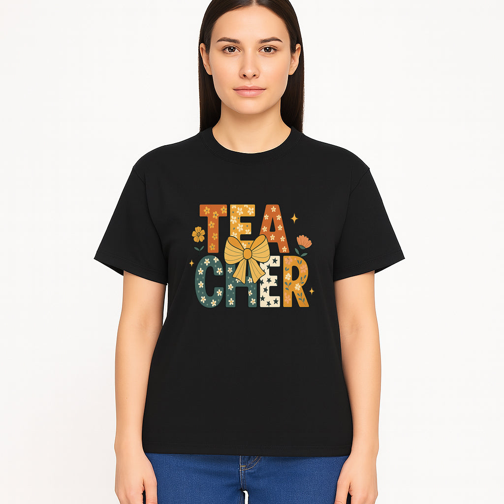 Floral Teacher Appreciation Art Print with Ribbon - Cute Gifts for Educators and Classroom Decor - T-shirt 1758093395381.jpg