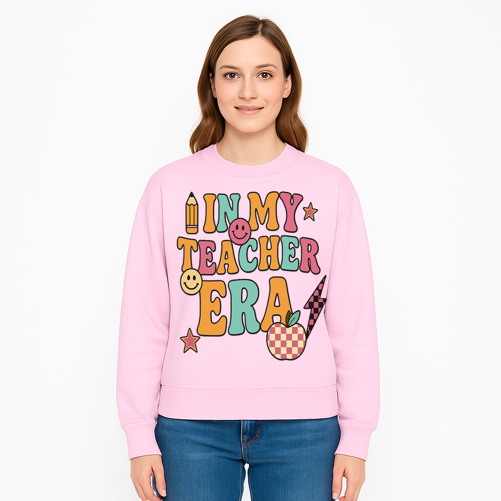 In My Teacher Era Graphic Tee - Retro Style with Happy Faces and School Elements, Perfect for Educators - Sweatshirt 1758093395415.jpg