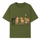 Cute Farm Animal Art Print - Cows with Books, Flower, and Butterfly - Whimsical Home Decor for Animal Lovers and Kids' Rooms - T-shirt 1758093395715.jpg