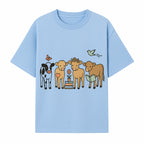 Cute Farm Animal Art Print - Cows with Books, Flower, and Butterfly - Whimsical Home Decor for Animal Lovers and Kids' Rooms - T-shirt 1758093396044.jpg