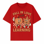Fall in Love with Learning: Cute Pumpkin & Leaf Character Autumn School Decor - T-shirt 1758093396111.jpg