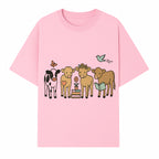 Cute Farm Animal Art Print - Cows with Books, Flower, and Butterfly - Whimsical Home Decor for Animal Lovers and Kids' Rooms - T-shirt 1758093396249.jpg