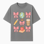 Colorful School and Coffee Themed Stickers Set with Bows, Apple, Globe, Pencil, and Books - Cute Teacher Gifts - T-shirt 1758093396366.jpg