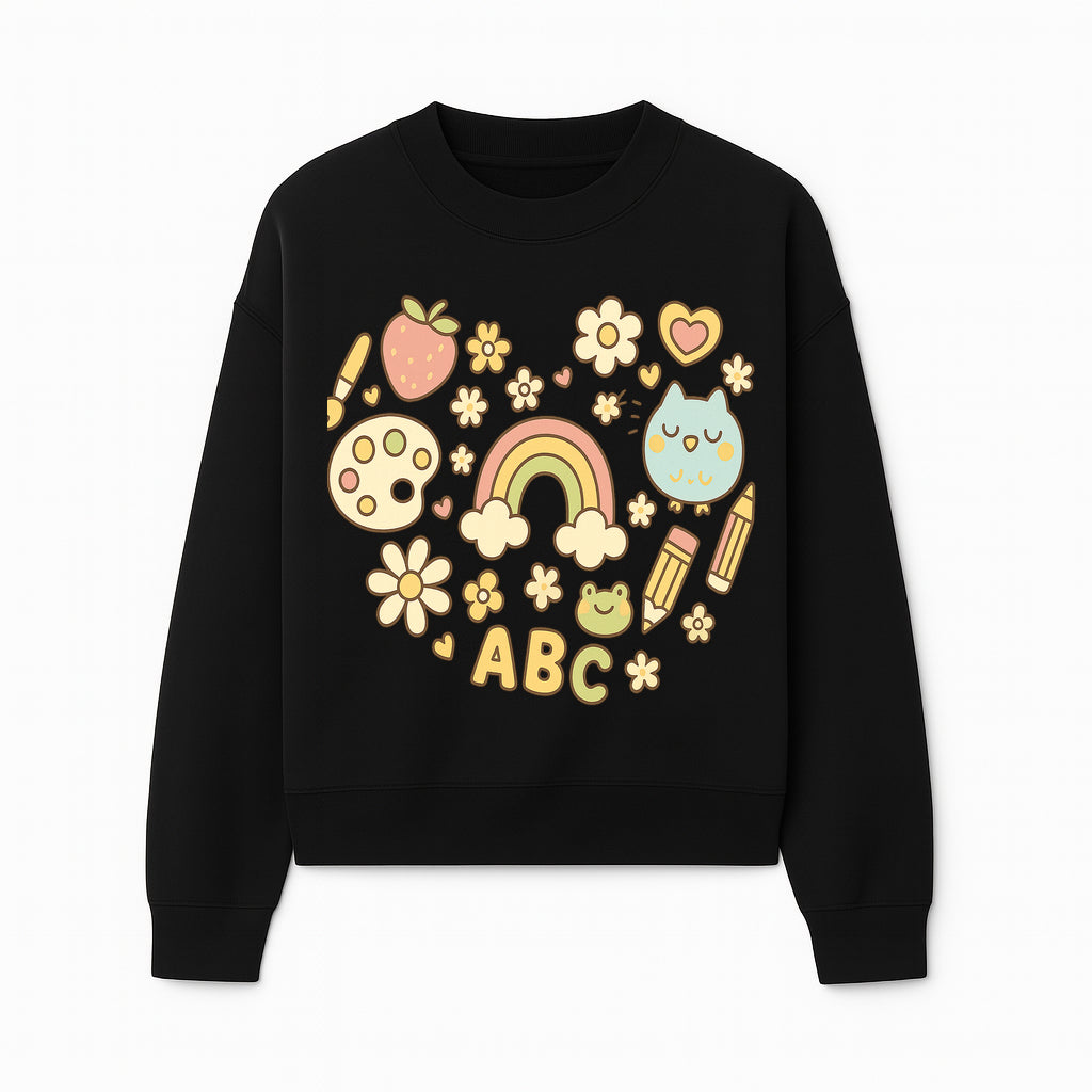 Colorful Kids' Art Print with ABC, Rainbow, Flowers, and Cute Animals - Ideal for Nursery Decor or Children's Room Wall Art - Sweatshirt 1758093396440.jpg