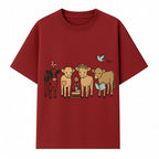 Cute Farm Animal Art Print - Cows with Books, Flower, and Butterfly - Whimsical Home Decor for Animal Lovers and Kids' Rooms - T-shirt 1758093396527.jpg