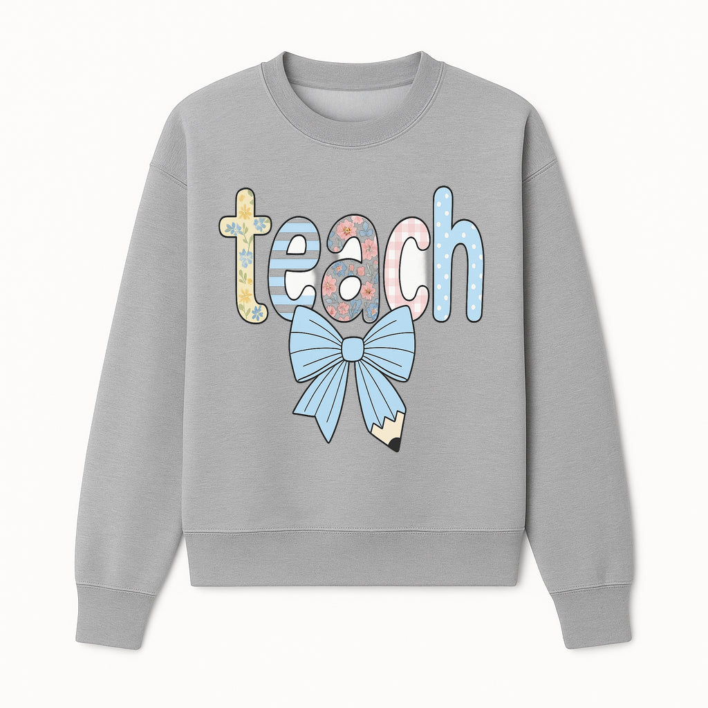 Colorful Teach Sign with Floral Letters and Bow, Classroom Decor, Teacher Appreciation Gift, Educational Wall Art - Sweatshirt 1758093396593.jpg