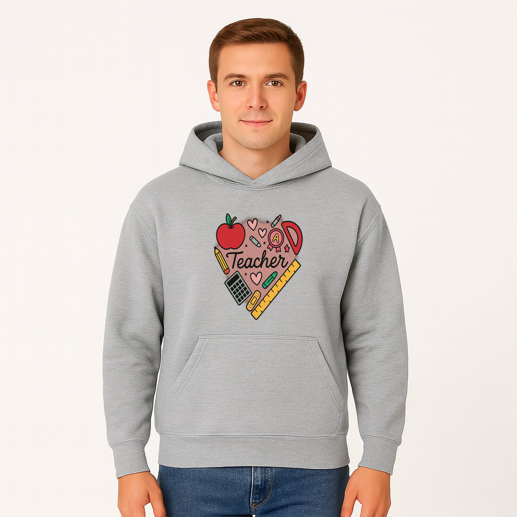 Teacher Appreciation Heart Design T-Shirt | Cute Apple, Supplies & Hearts | Perfect Gift for Educators - Hoodie 1758093396596.jpg