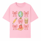 Colorful School and Coffee Themed Stickers Set with Bows, Apple, Globe, Pencil, and Books - Cute Teacher Gifts - T-shirt 1758093396741.jpg
