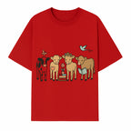Cute Farm Animal Art Print - Cows with Books, Flower, and Butterfly - Whimsical Home Decor for Animal Lovers and Kids' Rooms - T-shirt 1758093396866.jpg