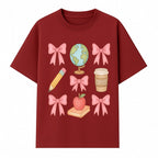 Colorful School and Coffee Themed Stickers Set with Bows, Apple, Globe, Pencil, and Books - Cute Teacher Gifts - T-shirt 1758093397001.jpg