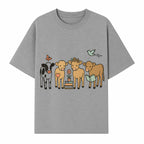Cute Farm Animal Art Print - Cows with Books, Flower, and Butterfly - Whimsical Home Decor for Animal Lovers and Kids' Rooms - T-shirt 1758093397041.jpg