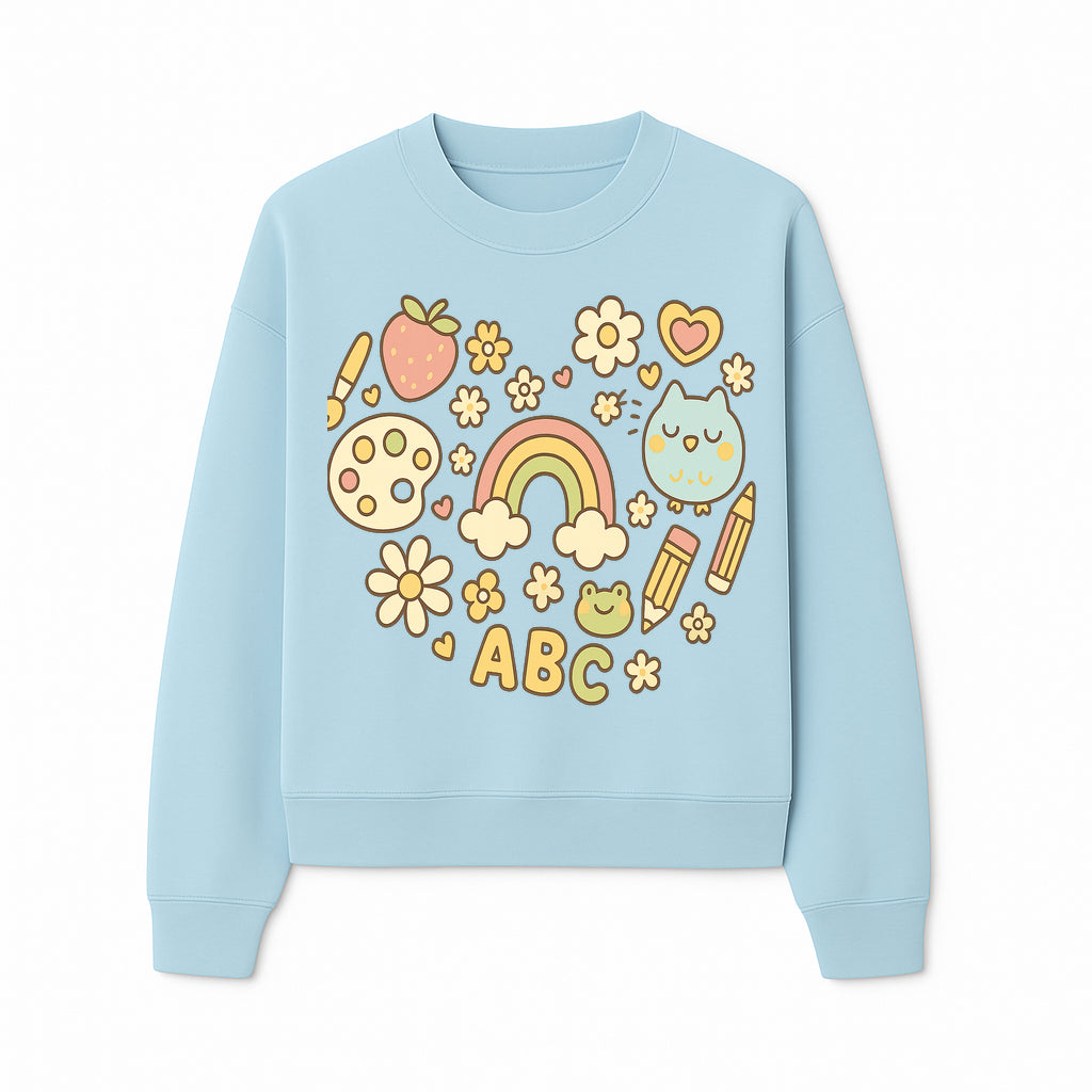 Colorful Kids' Art Print with ABC, Rainbow, Flowers, and Cute Animals - Ideal for Nursery Decor or Children's Room Wall Art - Sweatshirt 1758093397165.jpg