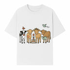 Cute Farm Animal Art Print - Cows with Books, Flower, and Butterfly - Whimsical Home Decor for Animal Lovers and Kids' Rooms - T-shirt 1758093397209.jpg